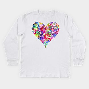 Flower Floral Colorful Rainbow Heart Kids Long Sleeve T-Shirt